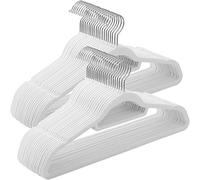 SONGMICS Velvet Hangers, Set of 50, Non-Slip, Space-Saving, 0.6 cm Thick | Clothes Coat Hangers, 42.7 cm Long, with Tie Bar and 360° Swivel Hook, Cloud White, BREANNA Collection CRF020W02