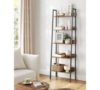 Songmics Vertical Ladder Shelf, 5-Tier Bookcase, Practical Storage Rack For Home Office, Industrial, Rustic Brown And Ink Black