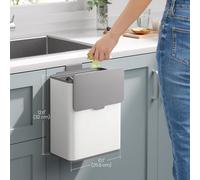 Songmics Wall-Mount Kitchen Container, Compact Waste Bin With Versatile Installation Options, Cloud White