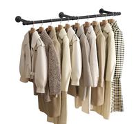 SONGMICS Wall-Mounted Clothes Rail, Industrial Style, 68 kg Load Capacity | Wall Hanging Rail for Clothes, Space-Saving, Easy Assembly, 30 x 170 x 7 cm, Black, DALSON Collection HSR104B01