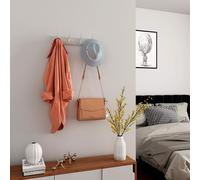 SONGMICS Wall Mounted Coat Hook with 4 Tri-Hooks Bag Rack Hallway in White SONGMICS White