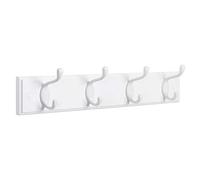 SONGMICS Coat Rack, Wall-Mounted Coat Hook, 4 Dual Metal Hooks, for Coats, Bags, in the Hallway, Bedroom, Living Room, White LHR23WT