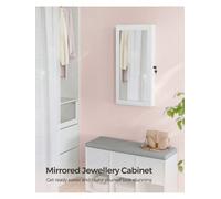 Wall-Mounted Jewellery Cabinet, Mirror with Storage, Lockable Mirrored Cabinet, Jewellery Organiser with Mirror, Space-Saving