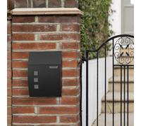 Songmics Wall Mounted Mailbox, Lockable Letter Box With Viewing Window, Nameplate Slot And Keys For Secure Post Storage, Black