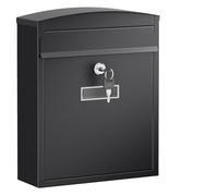 SONGMICS Wall Mounted Post Box, Secure Waterproof Steel Letter Box | Postal Box, 24.2 x 9.7 x 30 cm, Lockable with Name Card Holder, for Home, Black, POSTER Collection GMB036B101
