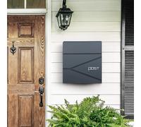 SONGMICS Wall Mounted Post Box with Keys & Newspaper Holder in Dark Grey SONGMICS Dark Grey