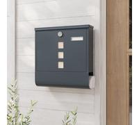 SONGMICS Wall Mounted Post Box with Lock Viewing Window & Lid in Dark Grey SONGMICS Dark Grey