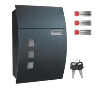 SONGMICS - Wall Mounted Post Box with Viewing Windows, Name Slot, 2 Keys - Easy to Install - Charcoal Grey - GMB030G02