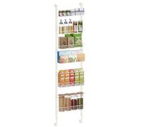 SONGMICS Wall-Mounted Spice Rack, 6-Tier Over-the-Door Pantry Storage Organiser, 6 Adjustable Baskets, Fits Door Height 196.4-211.8 cm, Holds 40 kg, Space-Saving, Cream White KCS047W01