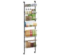 SONGMICS Wall-Mounted Spice Rack, 6-Tier Over-the-Door Pantry Storage Organiser, 6 Adjustable Baskets, Fits Door Height 196.4-211.8 cm, Holds 40 kg, Space-Saving, Ink Black KCS047B01