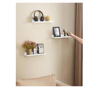 Set of 3 Wall Shelves, Floating Shelves for Living Room, Home Office, Kitchen, White