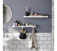 Songmics Wall Shelf Set Of 2, 2 Suspended Shelves With High Gloss Finish, Wall Shelf For Picture Frames And Books, Living Room, Bedroom
