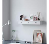 SONGMICS Wall Storage Unit with 3 Drawers High Gloss Floating Shelf in White SONGMICS White