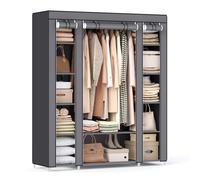 SONGMICS Wardrobe, 150x45x175 cm, 12-Cube Storage Organizer, Metal Frame, Gray