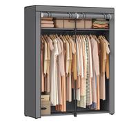 Songmics Wardrobe Fabric 4 Shelves with 2 Hanging Rails Grey