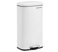 Songmics Kitchen Bin 30L, Pedal Bin, Rubbish Bin With Soft-Close Lid And Inner Bucket, Steel, White