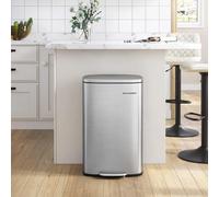 Songmics Waste Bin, Kitchen Rubbish Bin, Pedal Bin For Kitchen, Soft Close, Steel, Inner Bucket, Silver