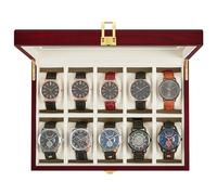 SONGMICS Watch Box with 10 Slots, Watch Case with Large Glass Lid, Removable Watch Pillows, Velvet Lining, Watch Box Organiser, Gift for Loved Ones, Cherry Red JOW10C