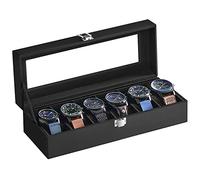 SONGMICS Watch Box, 30x11.2x8cm, Black Coating + Black Lining