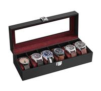 SONGMICS Watch Box, 30x11x9cm, Black Coating + Burgundy Red Lining