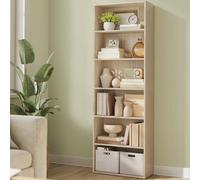 Songmics Wide Bookcase, Open Shelf Unit, Storage Display Rack, Home Office Organizer, Living Room Furniture, Natural Beige
