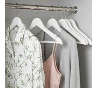 Songmics Wooden Clothes Hangers, Set Of 50, Coat Hangers With Shoulder Notches, 360 Silver Swivel Hook, White