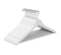 Set of 20 Clothes Hangers, Solid Birch Wood, 360 Swivel Hooks, Space Saving for Wardrobe, White