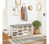 Songmics Wooden Shoe Bench Storage Cabinet Rack Hallway Cupboard Organizer With Seat Cushion 104 X 30 X 48Cm White Lhs10Wt