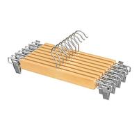SONGMICS Wooden Trouser Hangers, Pack of 8, with Adjustable Clips | Skirt Hangers, 34 x 12.5 x 1.2 cm, Yellow and Beige, CASON Collection CRW009N01