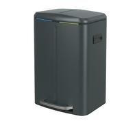 SONGMICSHOME 40L Double Kitchen Bin with Lids, Rubbish Bin, Soft Close with Plastic Inner Buckets, Greenish Grey