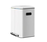 SONGMICSHOME 40L Double Kitchen Bin with Lids, Rubbish Bin, Soft Close with Plastic Inner Buckets, White
