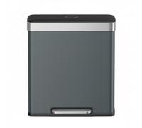 SONGMICSHOME Dual Compartment Pedal Rubbish Bin, 2 x 30L Stainless Steel Recycling Kitchen Bin, Soft Close Lid, with Inner Buckets, Grey