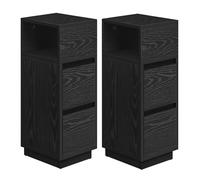 SONGMICSHOME Set of 2 Narrow Side Tables, Slim End Table with 2 Drawers, 1 Open Compartment, for Living Room, Bedroom, Black