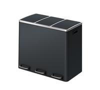 SONGMICSHOME Triple Compartment Recycling Bin, 3 x 18L Waste Pedal Bin for Kitchen, Soft-Close Lids, Steel, Gray