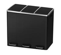 SONGMICSHOME Triple Recycling Bin, 3 x 18L Pedal Waste Bins with Soft-Close Lids, Steel, for Kitchen, Black