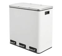 SONGMICSHOME Triple Recycling Bin, 3 x 18L Waste Bin with Pedals, Soft-Close Lids, Steel, for Kitchen, White