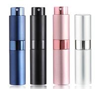 SONGQEE 8ml Travel Perfume Atomiser - 4pcs Mini Refillable Bottle, Aftershave Spray Bottle, Upgraded Atomizer Pod and Refill Pump for Outdoor Traveling