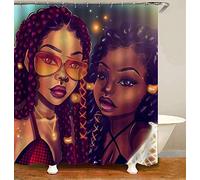 songshenjian Black Art Afro Black Mom and Daughter African American Women Shower Curtain,Waterproof Polyester Fabric Black Girl Bathroom Curtain, 72x72 Inch,with 12 Hooks…