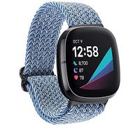 Songsier Strap Compatible with Fit bit Versa 3, Fit bit Sense Strap, Adjustable Stretch Braided Elastics Nylon Wristband for Fit bit Versa 3