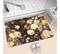 Songtt Super Absorbent Bath Mat Non Slip Quick Drying 40x60cm Washable Rug, Thin Soft Diatomite Carpet Bathmat, Floor Stone Bath Mats for Bathroom, Bathtub, Shower, Sink, Kitchen, Door Roses 6-443