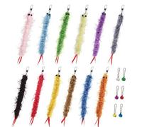 SONGWAY Cat Wand Toy Replacement - 12 PCS Cats Worm Toy Refills, Feather Tail Wiggly Worm Cat Toys, Interactive Toys for Indoor Cats Kittens