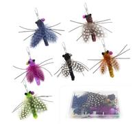 SONGWAY Cat Wand Toy Replacement - 6 PCS Insect Cat Toy Feather Refills, Teaser Wand Attachments with Bells, Interactive Cat Toys for Indoor Cat Kitten