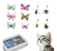 SONGWAY Cat Wand Toy Replacement Refill - 10 Pcs Insect Cat Feather Toys Refills, Teaser Wand Attachments, Interactive Cat Toys for Indoor Cats Kittens