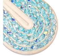 Songxi 60pcs AB Blue Half Plated Twisted Shape Glass Beads for Jewelry Making, 11x7mm Handmade Crystal Beads for Bracelet Necklace Keychain, Loose Spacer Beads for Arts and Crafts, DIY