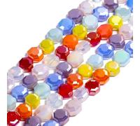 Songxi 60pcs AB Rainbow Color Faceted Hexagon Glass Beads for Jewelry Making, 5X3mm Handmade Crystal Beads for Bracelet Necklace Keychain, Loose Spacer for Arts and Crafts, DIY