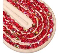 Songxi 60pcs AB Red Half Plated Twisted Shape Shape Glass Beads for Jewelry Making, 11x7mm Handmade Crystal Beads for Bracelet Necklace Keychain, Loose Spacer Beads for Arts and Crafts, DIY