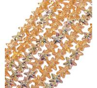Songxi 60pcs Orange Half Plated Starfish Glass Beads for Jewelry Making, 14x15mm Handmade Crystal Beads for Bracelet Necklace Keychain, Loose Spacer Beads for Arts and Crafts, DIY