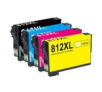 SONGYAWEIEU 812XL with Upgrade chip Ink Cartridge for 812 T812 XL Ink to use Workforce Pro WF-7820 WF-7840 WF-7310 EC-C7000 Printer(4PK-1BK3C)