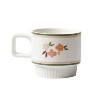SONGYL-20249 Tea Mug Cute Ceramic Mug, Capacity 10.82 oz Stackable Striped Embossed Coffee, Set of 1 for Latte in Shops