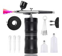 SONGYUKA Airbrush Kit with Compressor, Airbrush Compressor Rechargeable Upgraded 1200Amh 32PSI with 0.3mm Nozzle and Air Brush Kit for Painting,Nail Art,Tattoo,Cleaner Set(black2)
